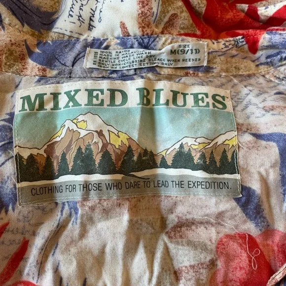 Mixed Blues Vintage Palm Print Romper Medium 9/11 - Picture 6 of 6